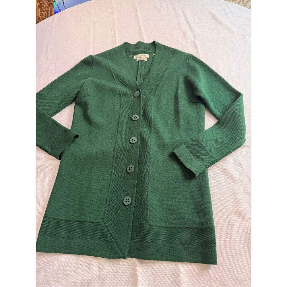 Gino Paoli Italy Green Wool Vintage Sweater Cardigan Size Medium See Measurement